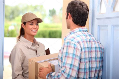 Woman Delivering Parcel Stock Photo Photography