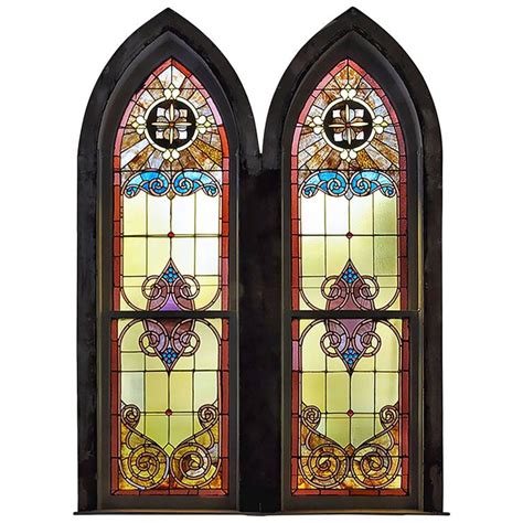 Large Arched Stained Glass Church Window For Sale At 1stdibs