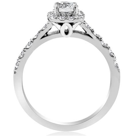 1ct Cushion Halo Diamond Engagement Ring 14k White Gold
