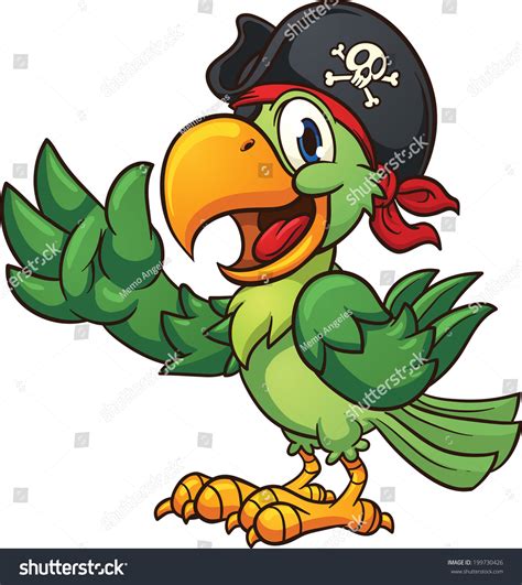 Cartoon Pirate Parrot Vector Clip Art Vector Có Sẵn Miễn Phí Bản