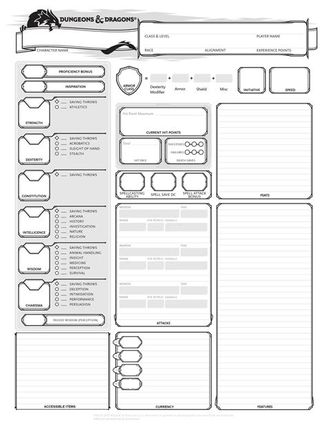 Dandd Character Sheets Printable Fillable Pdf Official 5e Character Sheet