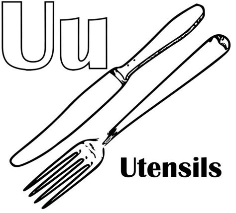 Coloring pages kitchen utensils source : Letter U for Utensils Coloring Page