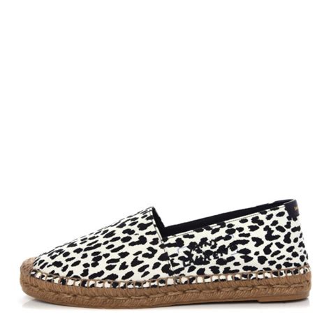 Saint Laurent Canvas Leopard Print Espadrilles 40 Latte Black 728317 Fashionphile