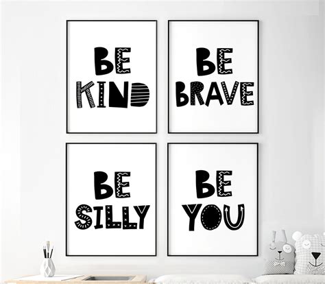 Be Kind Be Brave Be Silly Be You Printable Art Set Of 4 Kids Etsy