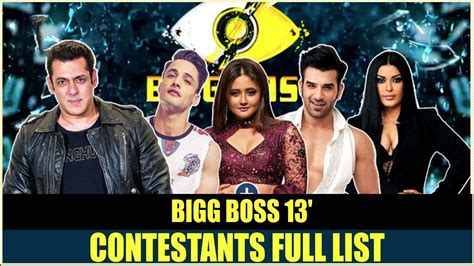 Bigg Boss 13 Contestants Full List Youtube