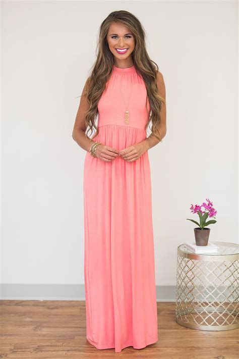 Focus On Our Love Maxi Dress Coral The Pink Lily Maxi Dress