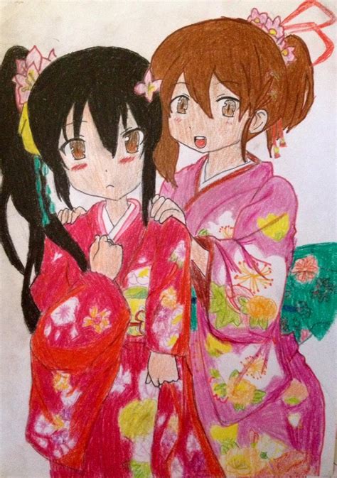 Kawaii Anime Girls In Kimonos Anime Drawing By Anime