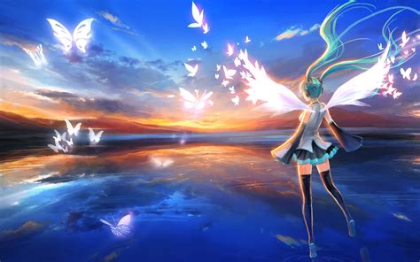 Free Download Beautiful Anime Girl And Butterfly Wallpapers 1440x900