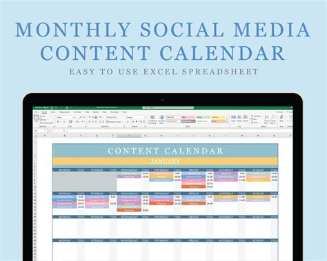 Social Media Content Calendar Excel Spreadsheet Digital Etsy Uk