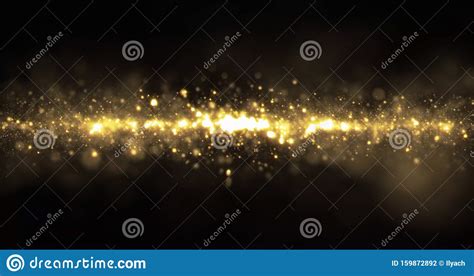 Gold Sparkling Glitter Light Wave Sparkling Particles Shine Flow With