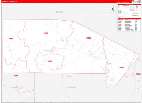 Bandera County Tx Zip Code Maps Red Line