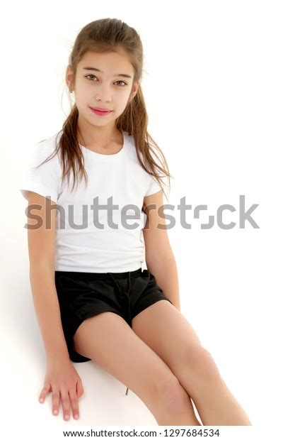 Beautiful Little Girl Short Shorts Pure Stock Photo 1297684534