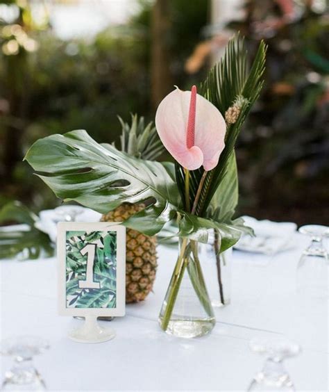 Tropical Wedding Centerpiece With Pineapple Emmalovesweddings