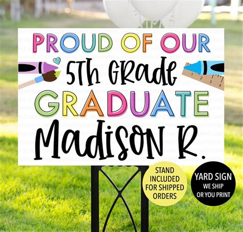 5th Grade Graduate Yard Sign Elementary Graduation Sign 5th Etsy