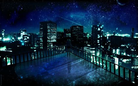 Wallpaper City Cityscape Night Architecture Anime Building Sky