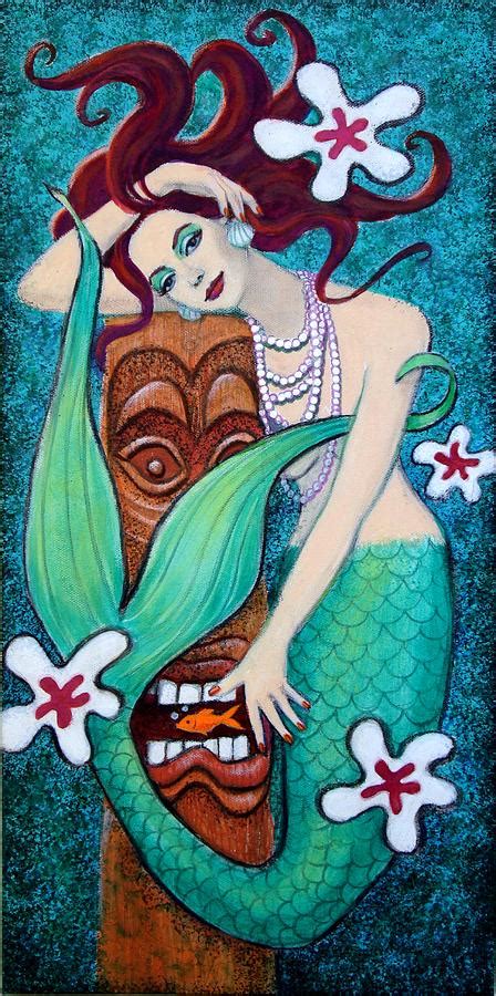 Mermaids Tiki God Painting By Sue Halstenberg Fine Art America