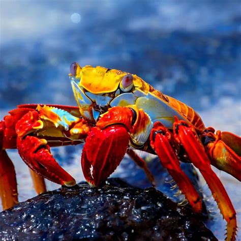 Sally lightfoot crab on rock in galapagos islands. Sally Lightfoot Crab — at Galapagos Islands. FB "Must Do ...