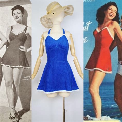 Vintage 1940s 50s Jantzen Playsuit Swimsuit Dress Nav Gem