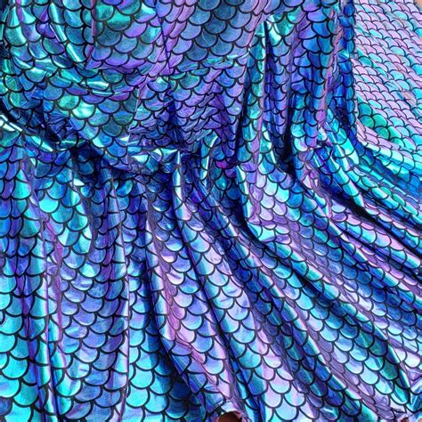 Iridescent Mermaid Scales Fabric Hologram Fish Scale 4 Way Stretch