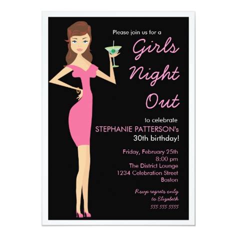 Girls Night Out Cocktail Diva Birthday Party Card Zazzle