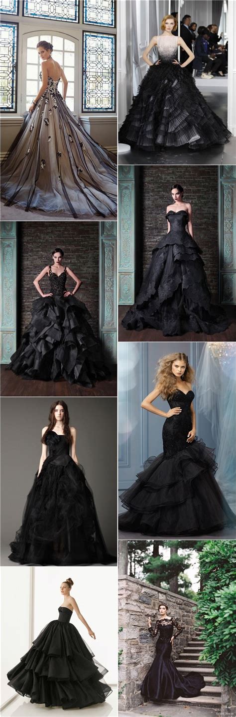 Gorgeous Black Wedding Dresses Deer Pearl Flowers