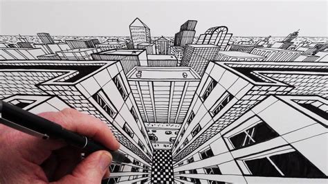How To Draw A City In 2 Point Perspective Horizon And Down