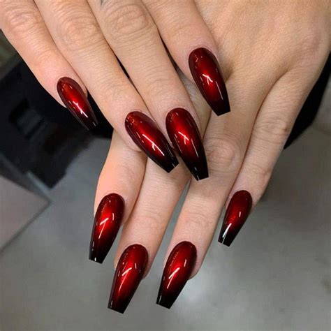 Red And Black Ombre Nails