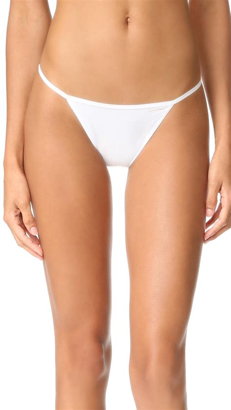 Calvin Klein Sleek String Bikini Panties In White Lyst