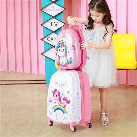 Girls Pink Kids Suitcase W Backpack Kids Luggage Kids Suitcase