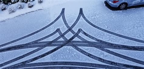 The Car Tracks On The Snow In My Driveway Roddlysatisfying