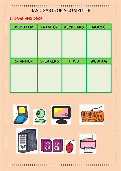 Basic Parts Of A Computer Interactive Worksheet