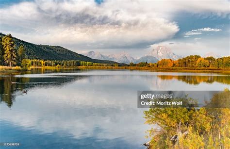 Mount Moran Reflected In Snake River Morning Mood At Oxbow Bend Autumn