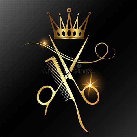 Scissors With Comb And Golden Crown Stock Illustration Illustration