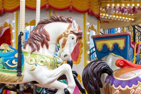 Horses On A Carnival Merry Go Round Stock Image Colourbox