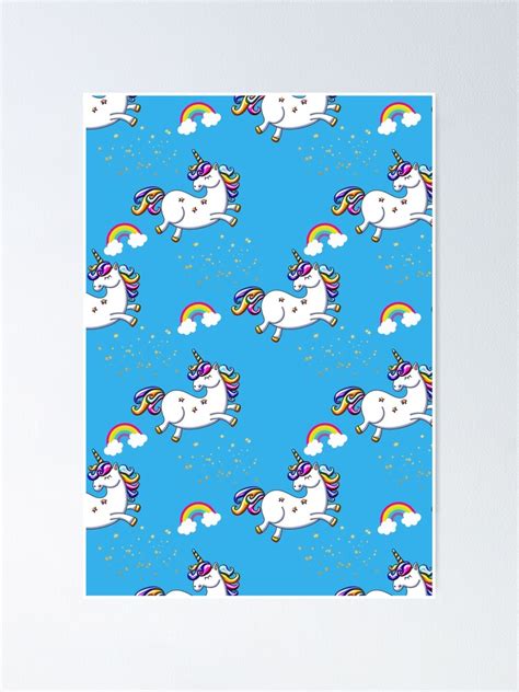 Leaping Unicorns And Rainbows Poster For Sale By Graphicallusion