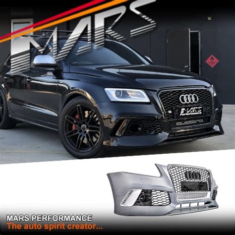 Rs Q5 Style Front Bumper Bar With Chrome Black Honeycomb Grille For