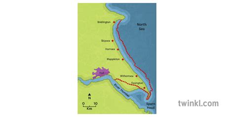 Holderness Coast Map Illustration Twinkl