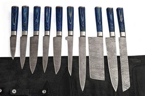 Handmade Damascus Steel Kitchen Knives Full Set Etsy