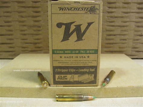 30 Round Box 556mm 62 Grain Fmj Winchester M855 Green Tip Ammo On