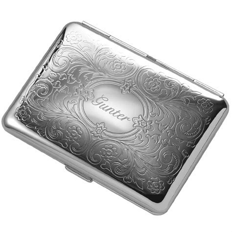 Custom Engraved Cigarette Case Flip Open Double Sided Silver Etsy