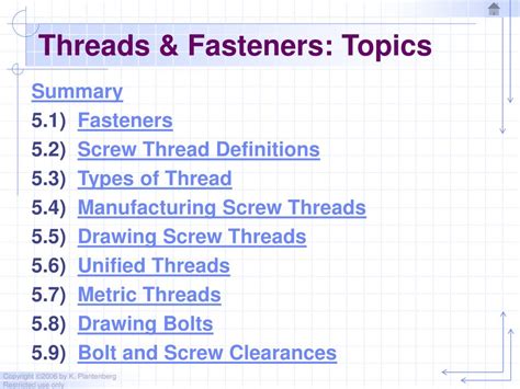 Ppt Chapter 5 Threads And Fasteners Powerpoint Presentation Free