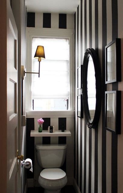 Black And White Stripes Bold Bathroom Bathroom Decor White Bathroom