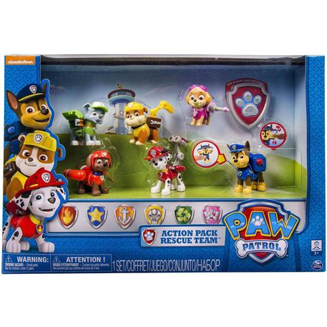 Paw Patrol Figures With Light Up Badge Paw Patrol Mighty Pups 6 Pack