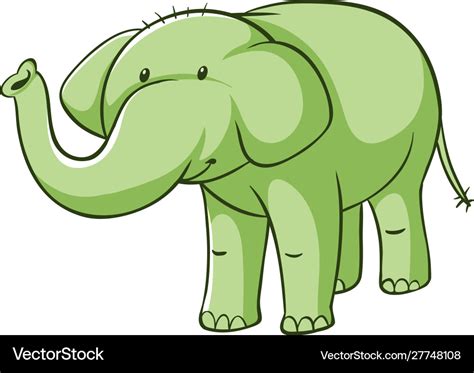 Isolated Picture Green Elephant Royalty Free Vector Image