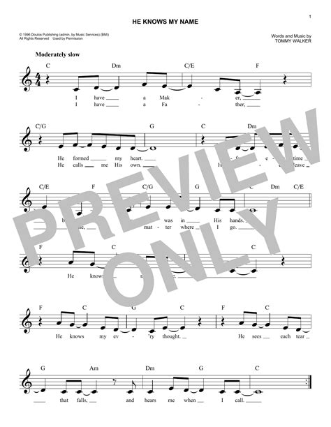 He Knows My Name Guitar Chords