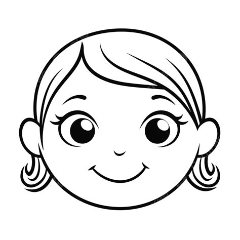 Cartoon Girl Face For Coloring Outline Sketch Drawing Vector Drawing