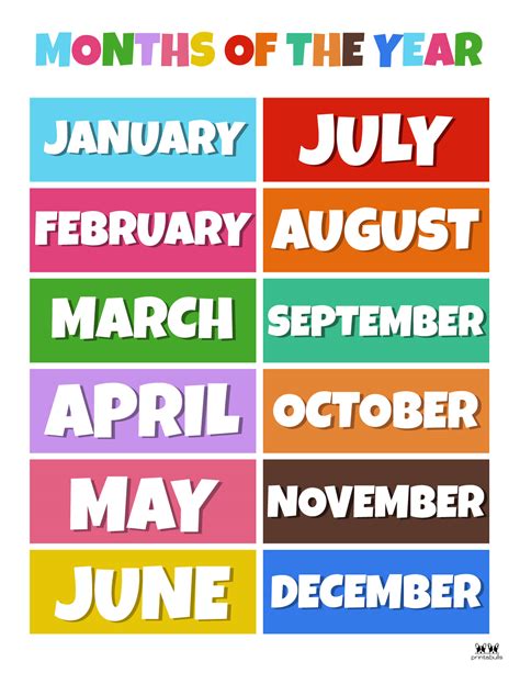 Months Of The Year Chart Free Printable Start By Reciting The Months In