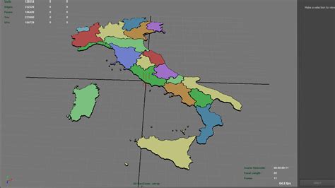 3d Model 3d Map Italy With All Regions Shape Planispehere Vr Ar