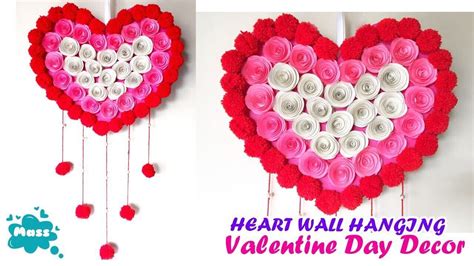 Diy Heart Wall Hanging Valentine Wall Decor Ideas Paper And Woolen
