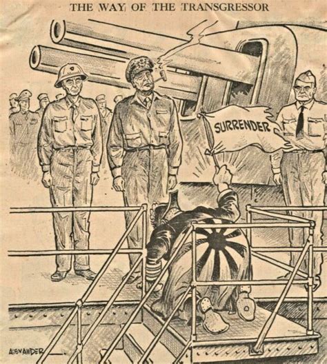 Original Newspaper Political Cartoon End Ww2 Japan Surrenders Macarthur